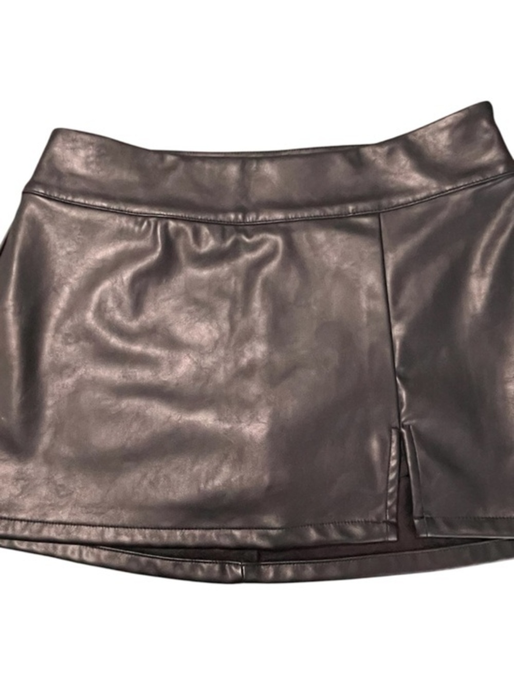 wild fable Black Faux Leather Mini Skirt with Side Notch